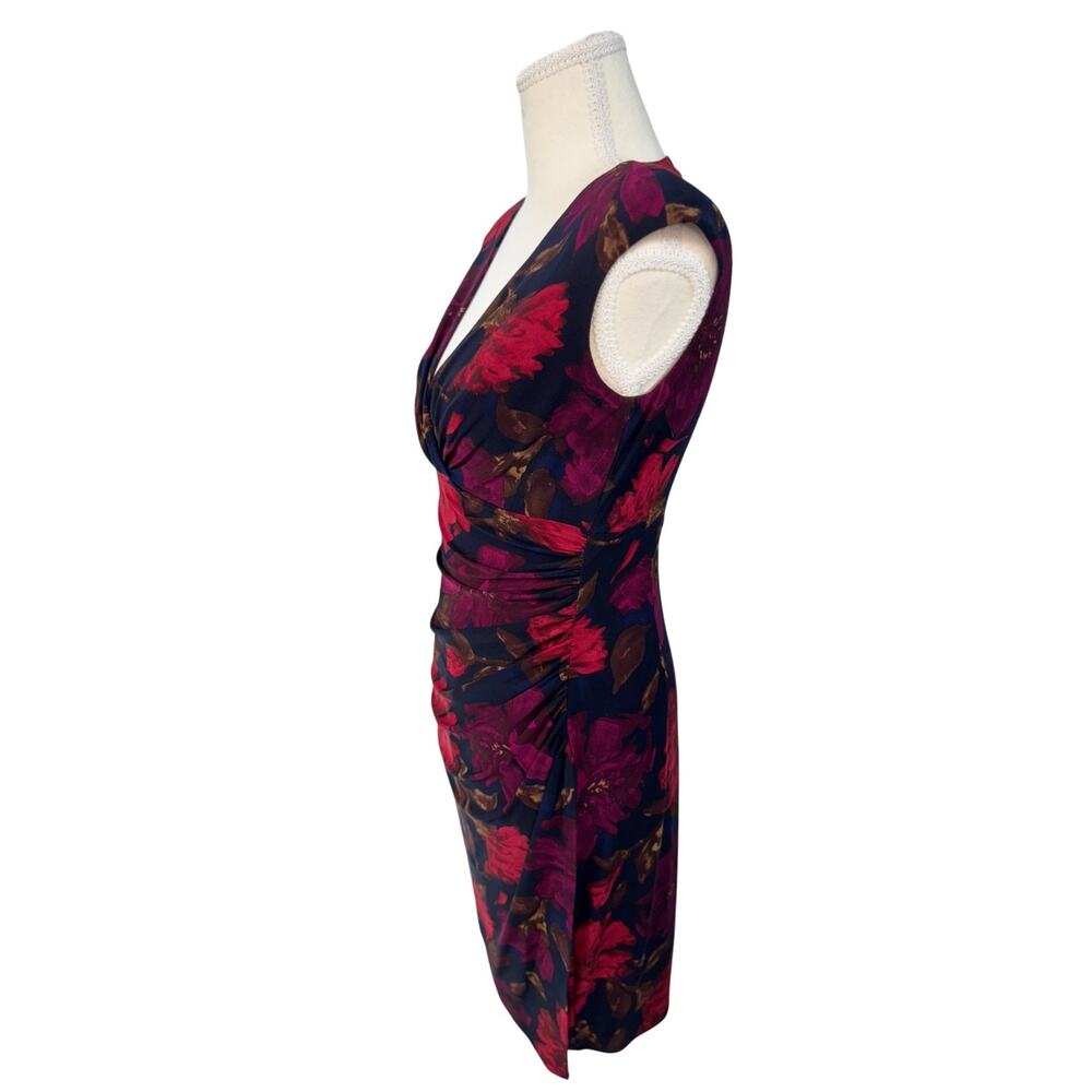 Lauren Ralph Lauren Floral Sheath Dress 2P Petite Event Cocktail Dark Feminine - Picture 3 of 16
